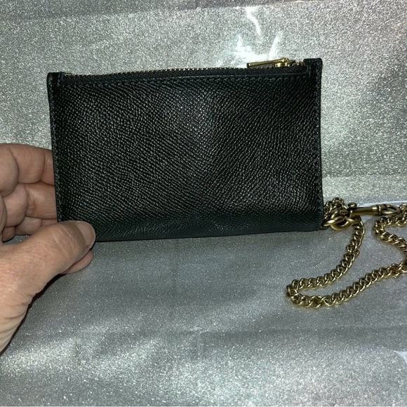 Coach Black Leather Wristlet with Gold Chain - Picture 3 of 6